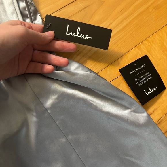 Lulus Dusty Blue Satin Midi Dress Womens Size Small New With Tag Sleeveless - Picture 6 of 6